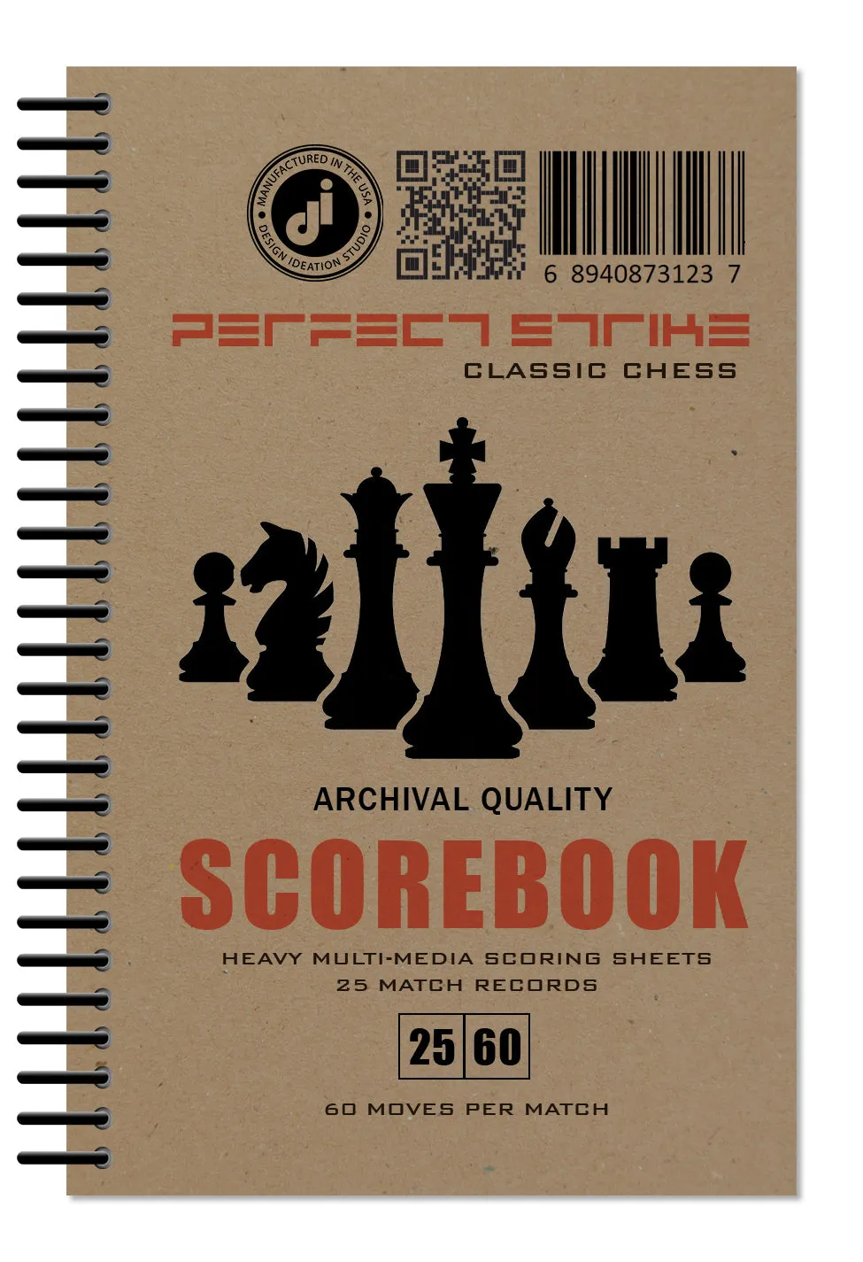 Perfect Strike Chess SCOREBOOK with Rules and Scoring Instructions. Heavy duty. Practice and Competition. (5.5" x 8.5") LS-25:60