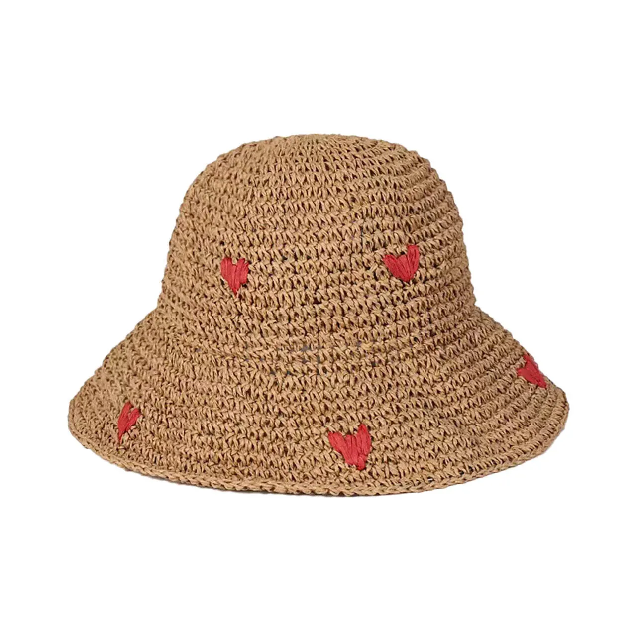 Raffia Heart Hat in Tan