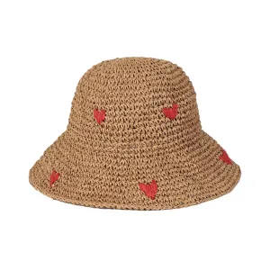 Raffia Heart Hat in Tan