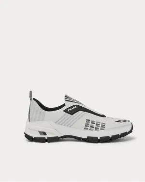 Rubber-Trimmed Nylon-Jacquard Slip-On  White low top sneakers