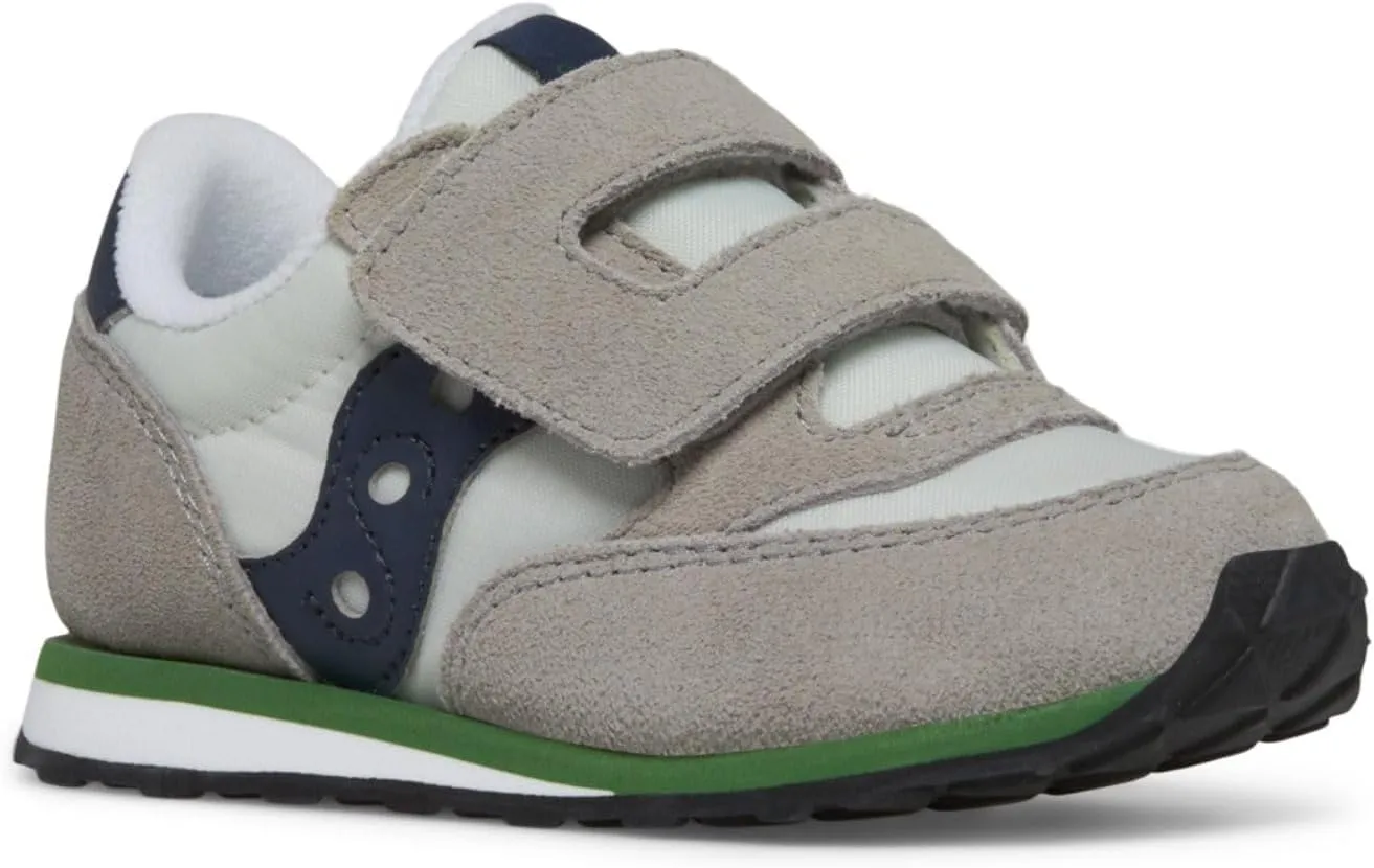Saucony Jazz Hook & Loop Sneaker (Toddler/Little Kid), Grey/Navy/Green, 7.5 US Unisex