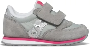Saucony Kids Baby Jazz Hook & Loop Sneaker, Grey/Silver/Pink, 5.5 US Unisex Toddler