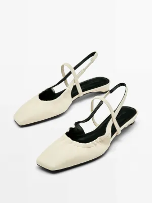 Slingback ballet flats with instep strap