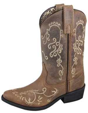 Smoky Mountain Youth Girls Jolene Brown Leather Cowboy Boots 4.5 D
