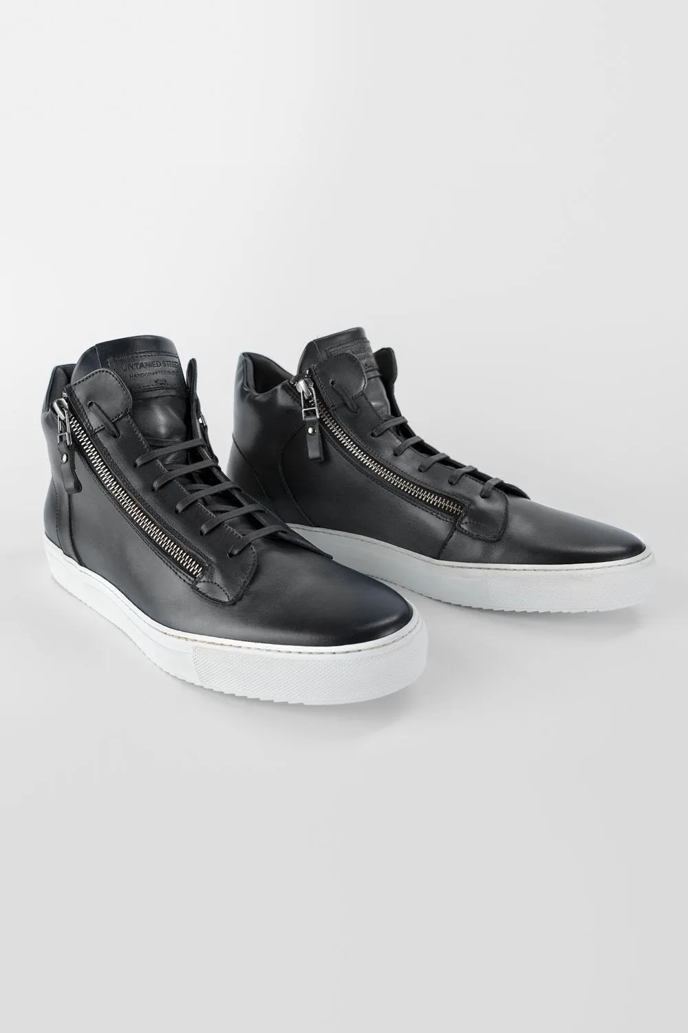 SOHO aluminium-grey patina high sneakers.
