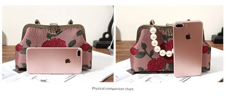 Spring Bag Advanced Texture Niche Style Portable My Mom Handbag with Dress and Cheongsam National Style Bag