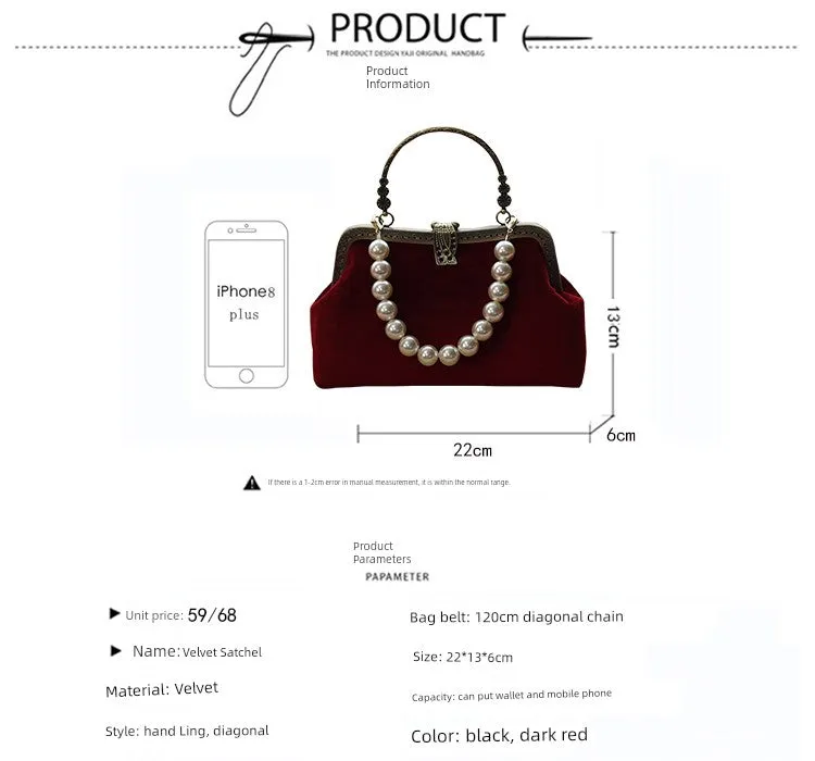 Spring Bag Advanced Texture Niche Style Portable My Mom Handbag with Dress and Cheongsam National Style Bag