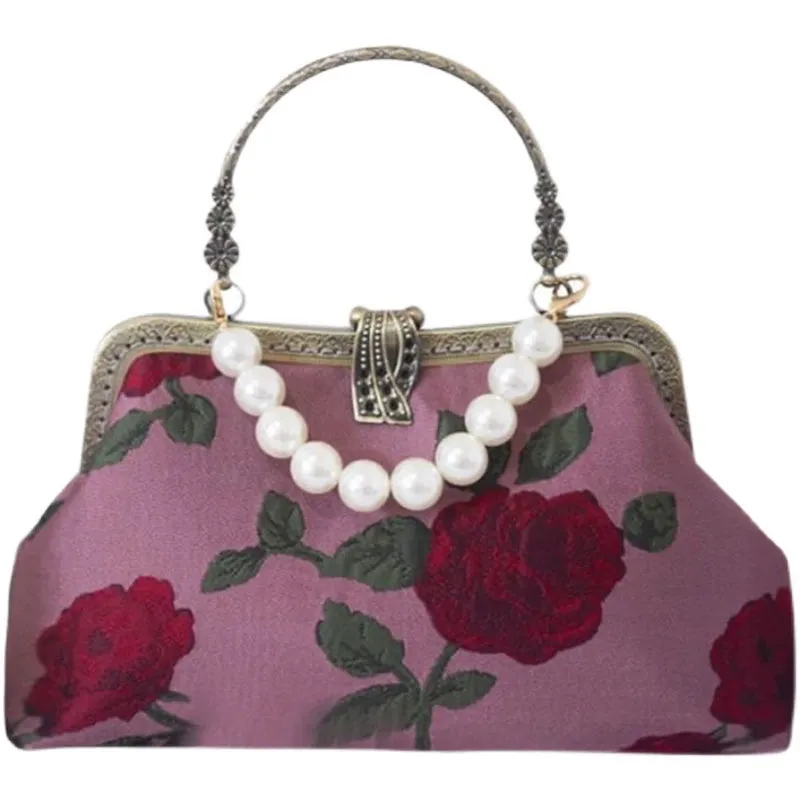 Spring Bag Advanced Texture Niche Style Portable My Mom Handbag with Dress and Cheongsam National Style Bag