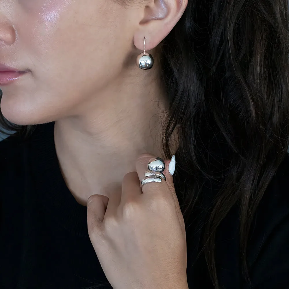 Sterling Silver Big Single Ball Ring