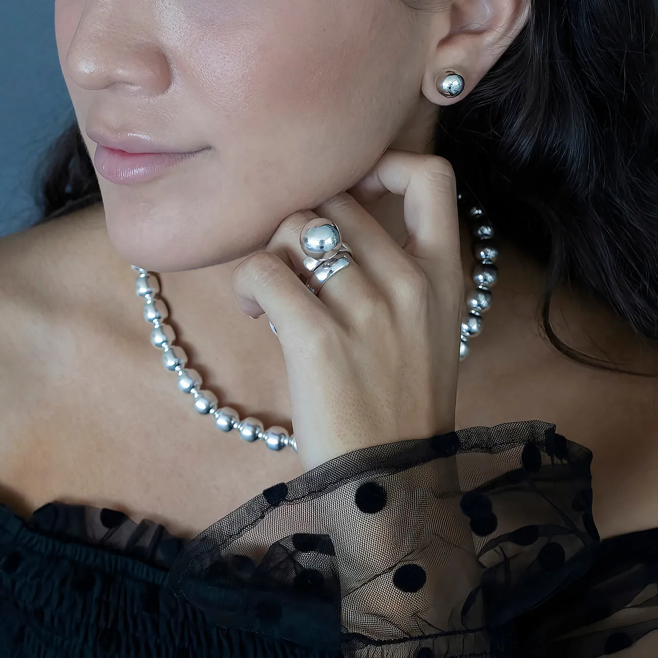 Sterling Silver Big Single Ball Ring