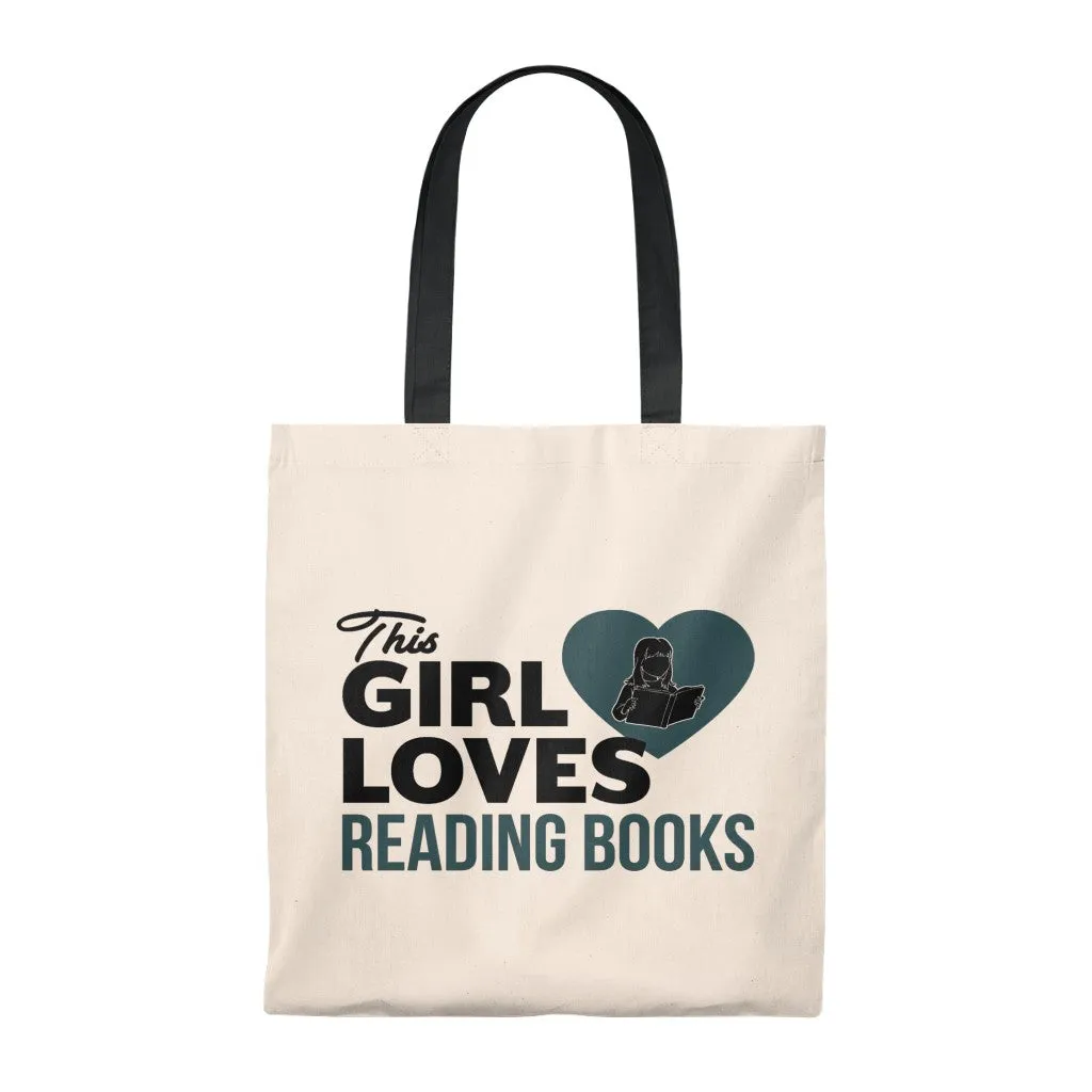 The Girl Loves Reading Books Canvas Tote Bag - Vintage style