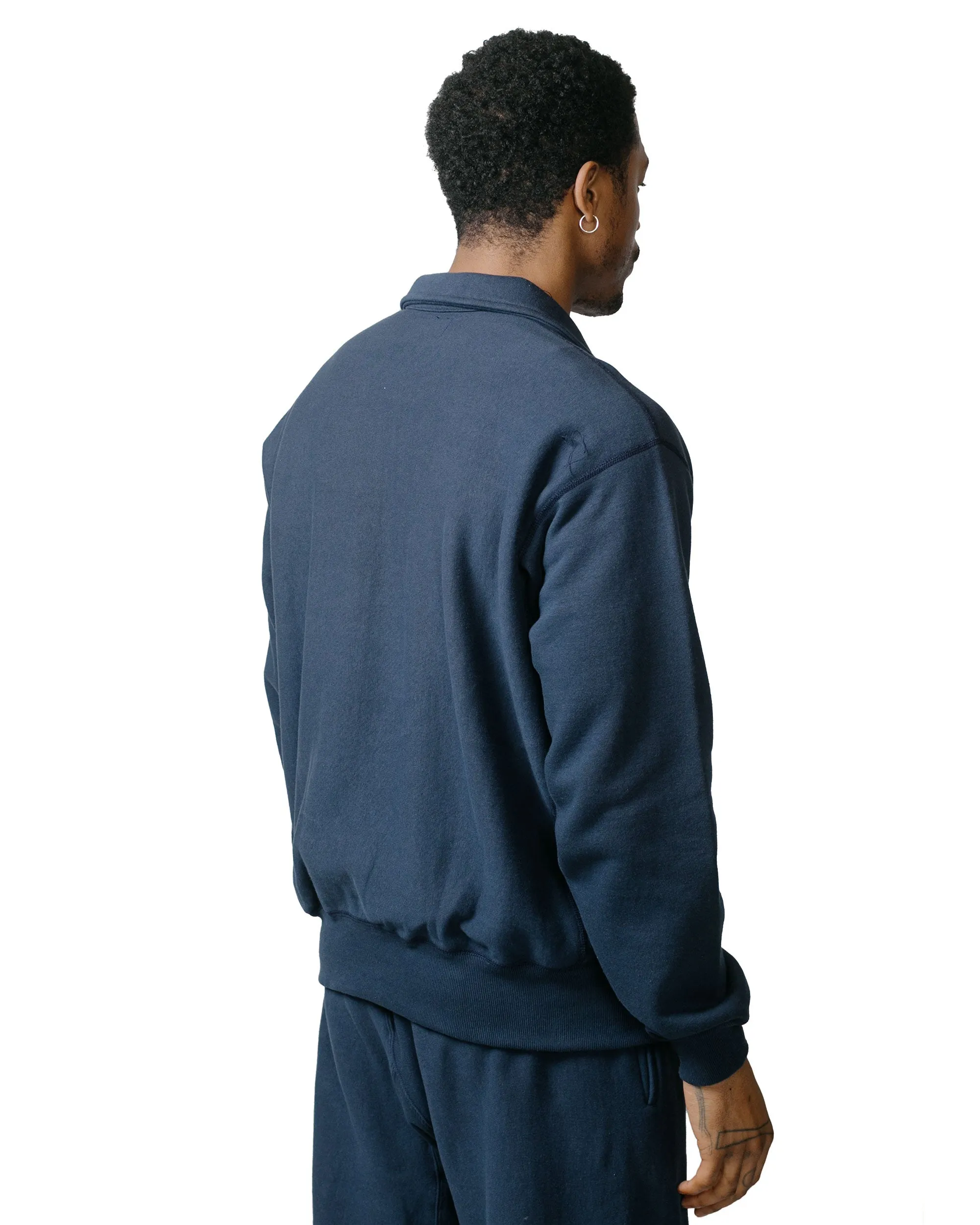 The Real McCoy's MC23202 Military 1/4 Zip Sweatshirt / Plain Navy