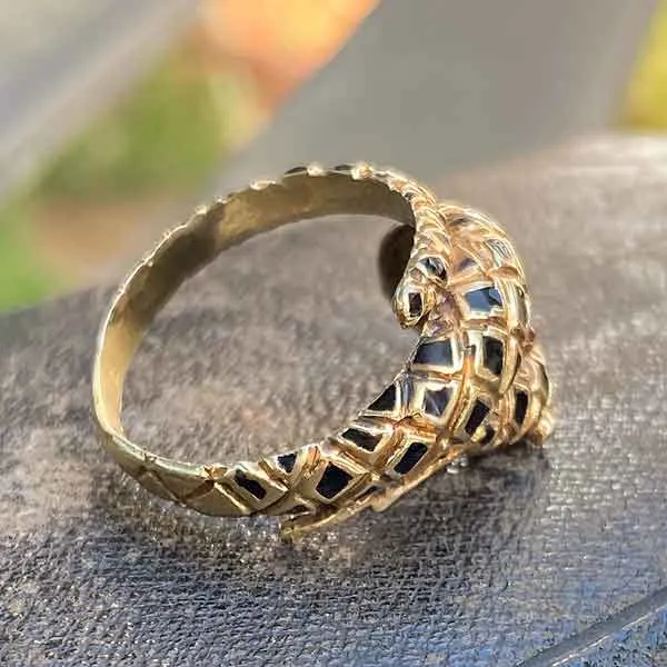 Vintage Enamel Snake Ring
