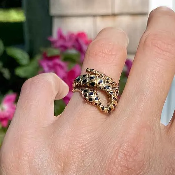 Vintage Enamel Snake Ring