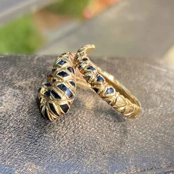 Vintage Enamel Snake Ring