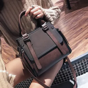Vintage Two-tone Saddle Design Leather Handbags