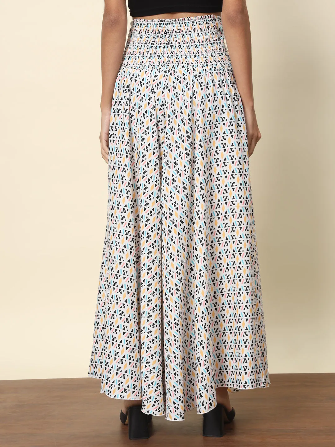 White Abstract Printed Palazzo