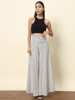 White Abstract Printed Palazzo