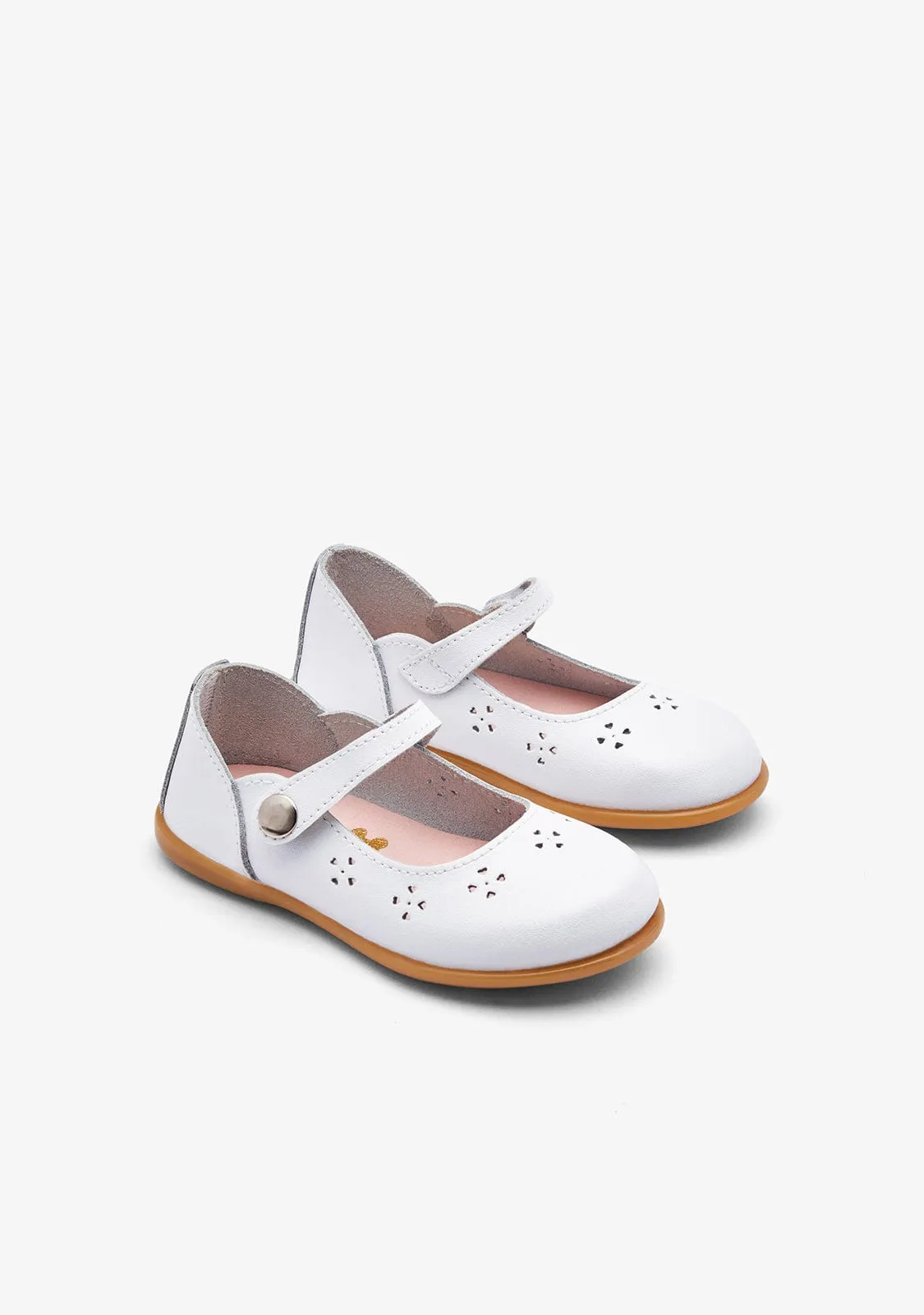 White Hearts Strap Ballerinas