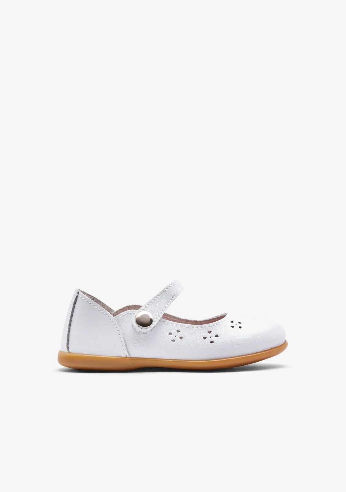 White Hearts Strap Ballerinas