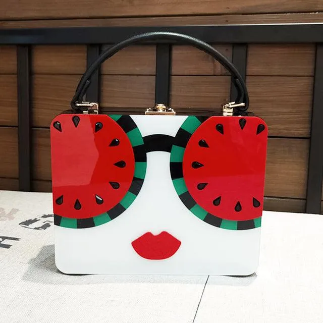 Women Dazzling Sunglasses Purses and Handbag Cartoon Acrylic Style Shoulder Bag Ladies Crossbody Designer Bag