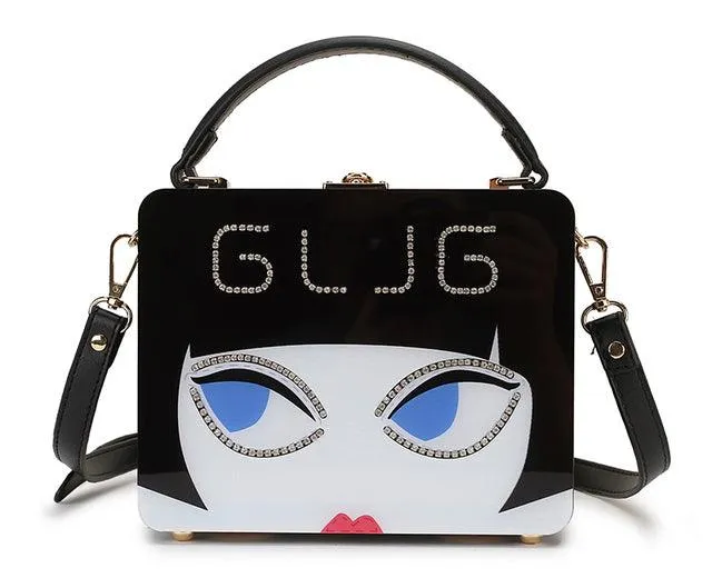 Women Dazzling Sunglasses Purses and Handbag Cartoon Acrylic Style Shoulder Bag Ladies Crossbody Designer Bag