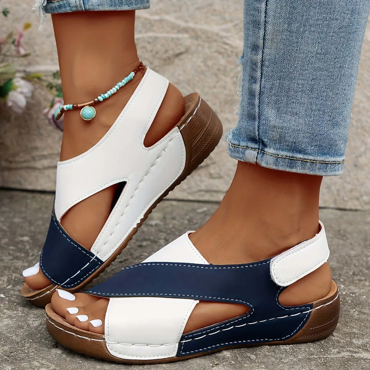 Women's Crisscross Strap Open Toe Wedge Sandals