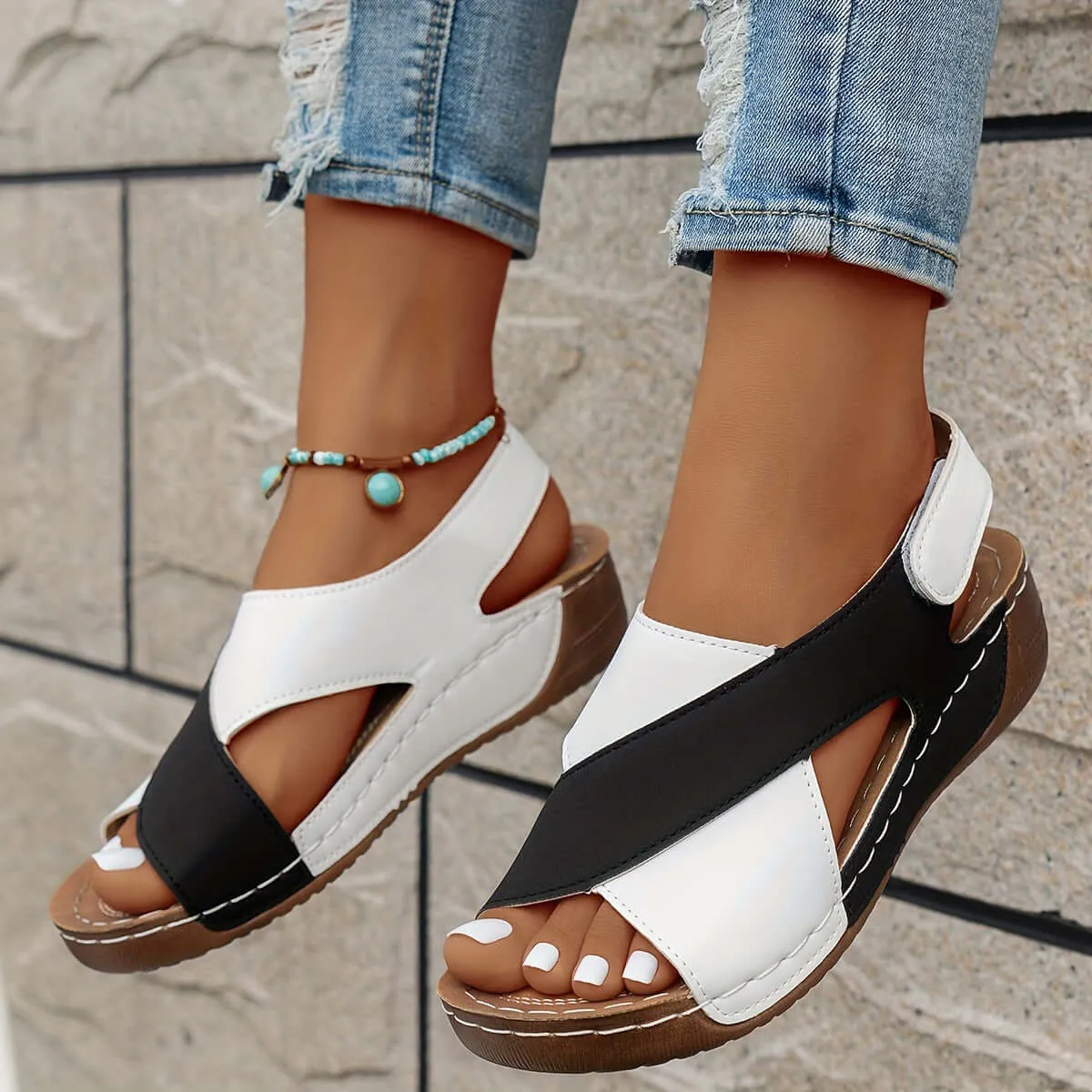 Women's Crisscross Strap Open Toe Wedge Sandals