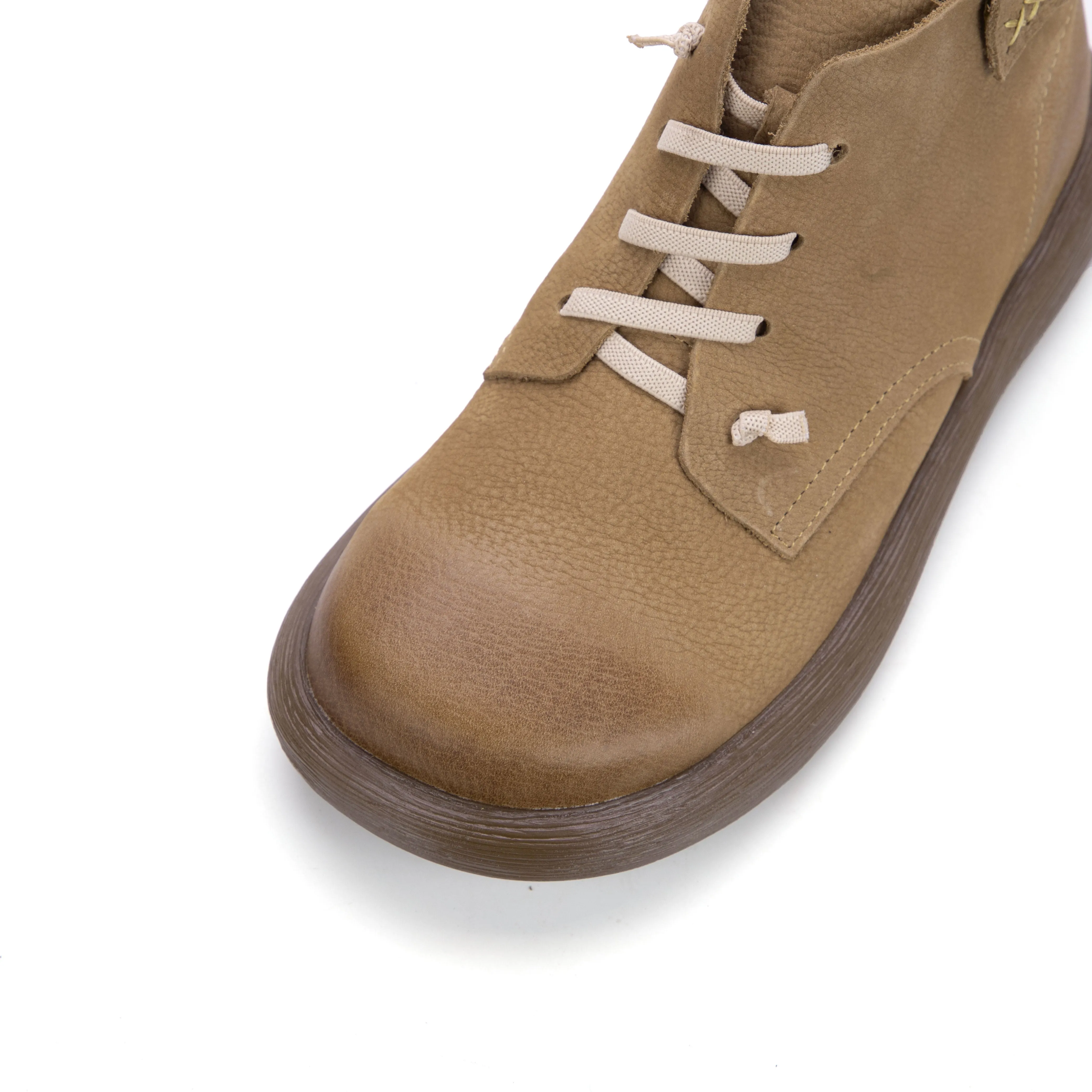 Women's Flat Leather Casual Walking Boots & Plush Lining