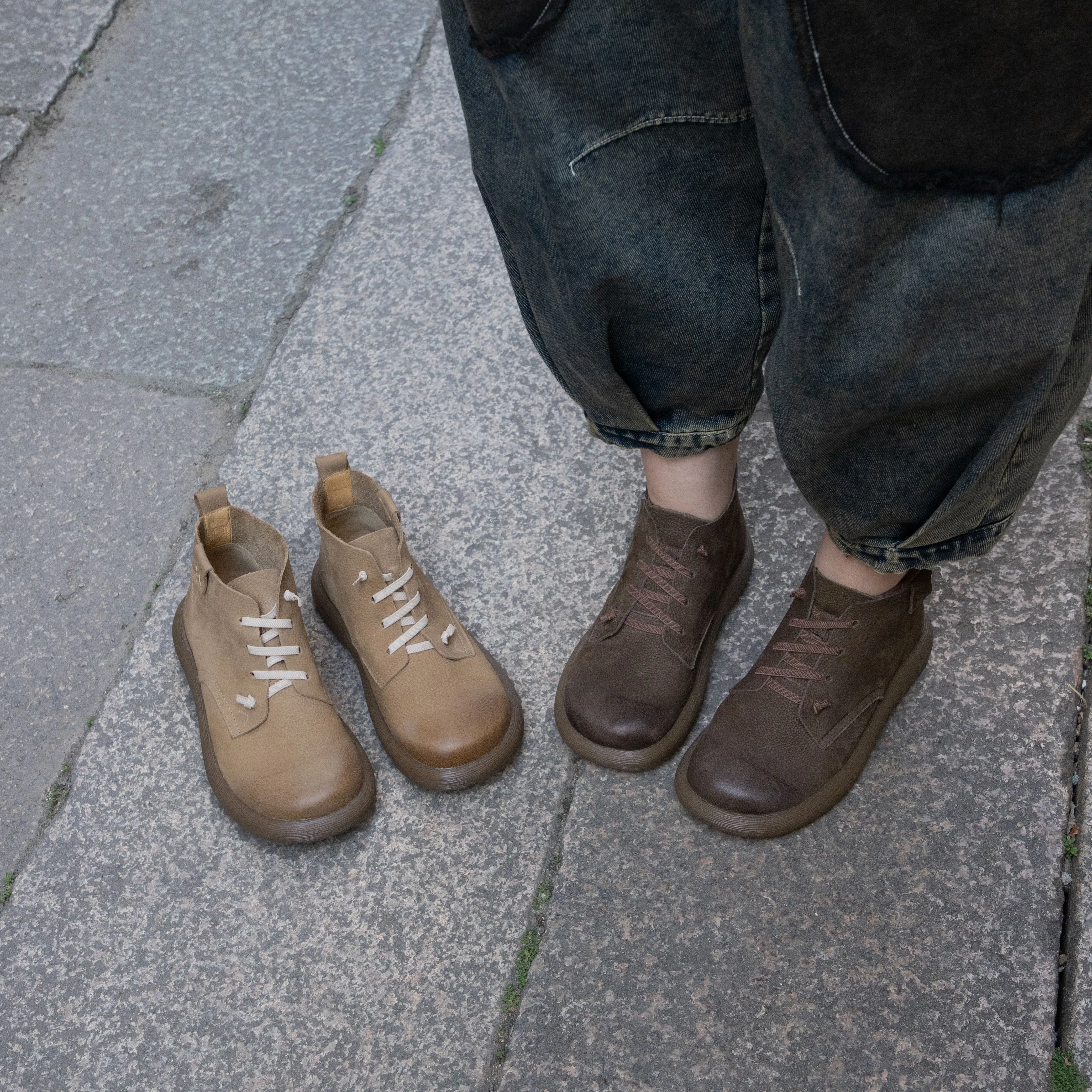 Women's Flat Leather Casual Walking Boots & Plush Lining