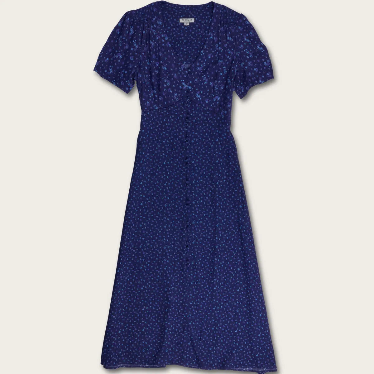 Women's Long Button-Front Short Sleeve Dress