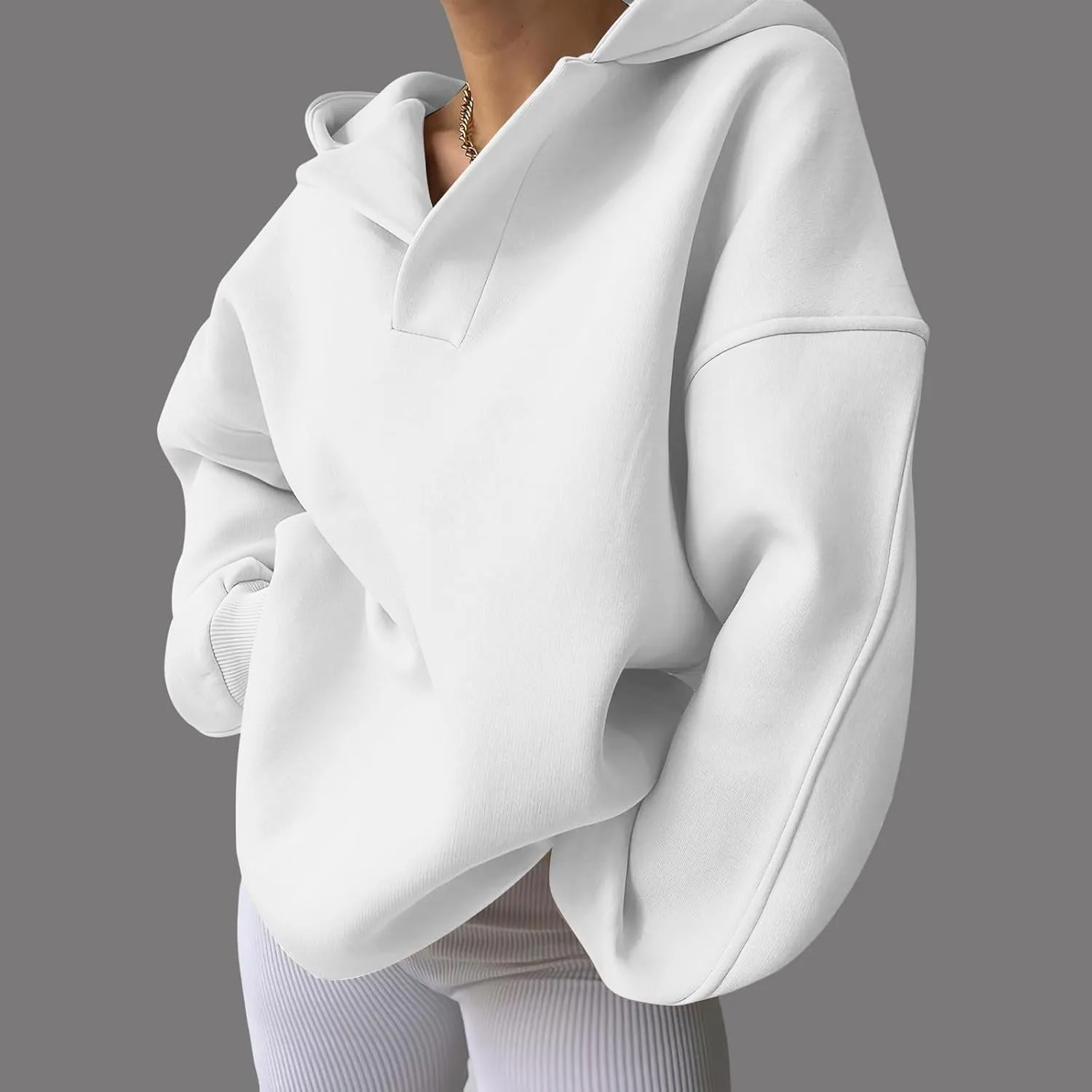 Womens Oversized Hoodies Casual Fall Teen Girls Preppy Clothes 2024 Trendy Long Sleeve Pullover V Neck Sweatshirts
