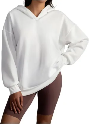 Womens Oversized Hoodies Casual Fall Teen Girls Preppy Clothes 2024 Trendy Long Sleeve Pullover V Neck Sweatshirts